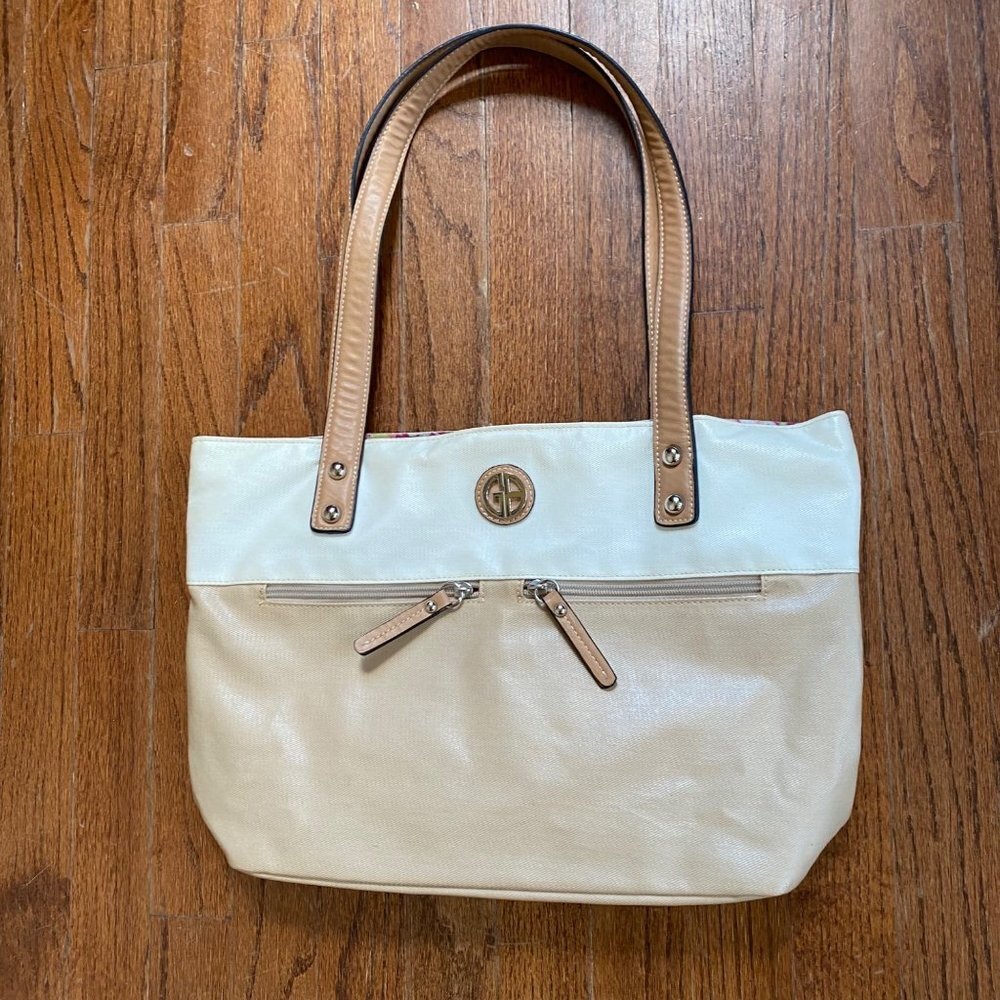 Giani Bernini Women Shoulder Bag Pebble Hobo Handbag Purse Tote Beige Colorblock - Picture 4 of 12